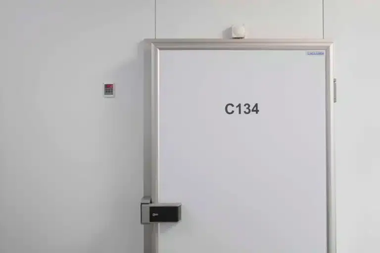close up shot of a walk in cold room door