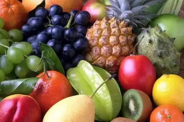 selection of fresh, uncut tropical fruit